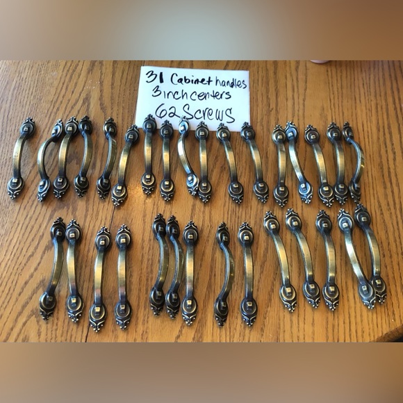 Vintage Amerock cabinet / drawer handle pulls 31 brass 735-1 Patno Amerock - Picture 3 of 15